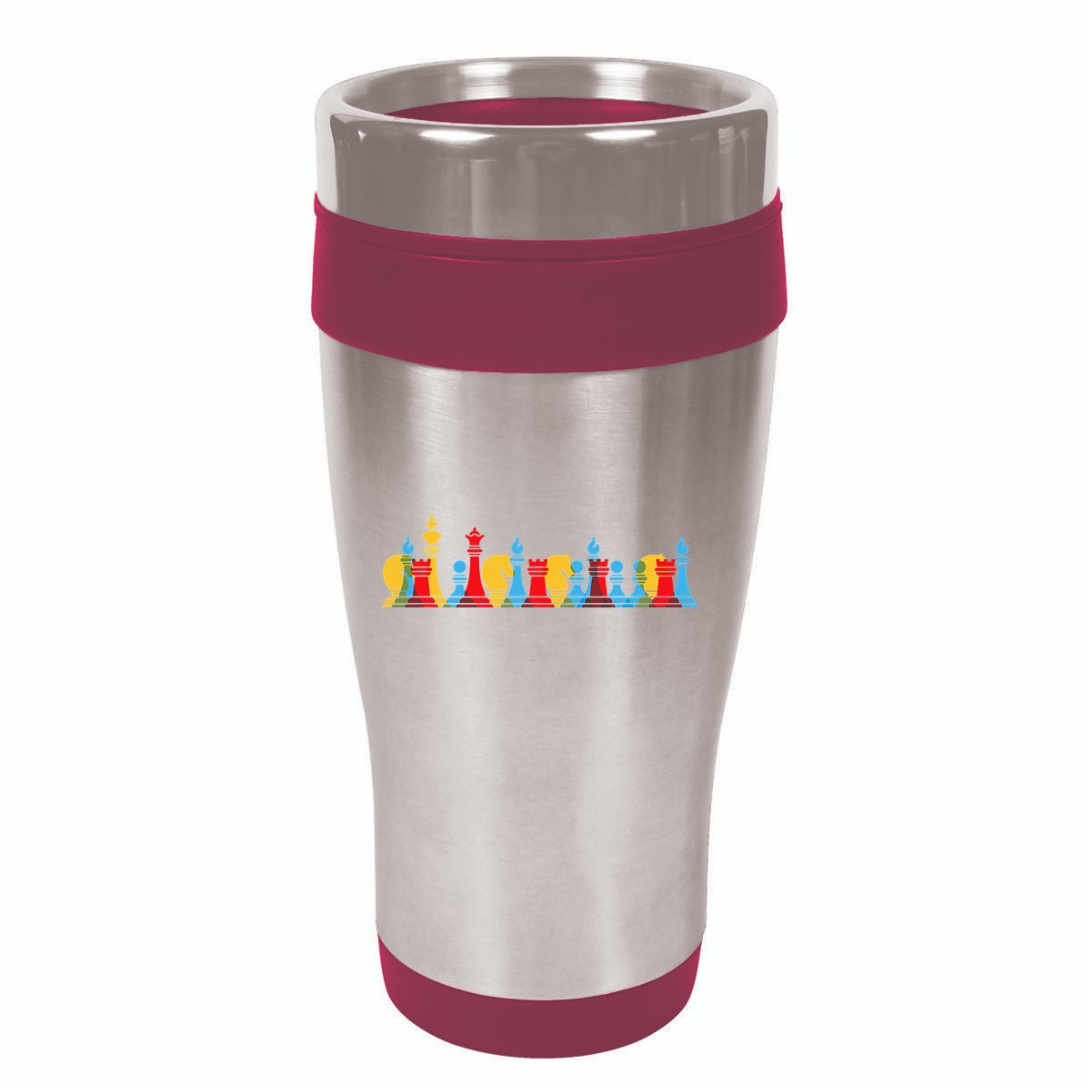 Multicolored Chess Pieces Thinking Smart Gift 16oz Travel Tumbler