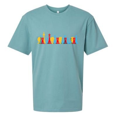 Multicolored Chess Pieces Thinking Smart Gift Sueded Cloud Jersey T-Shirt