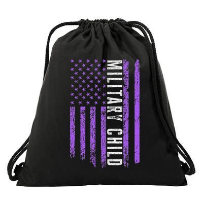 Military Child Purple Up For Military Month Drawstring Bag