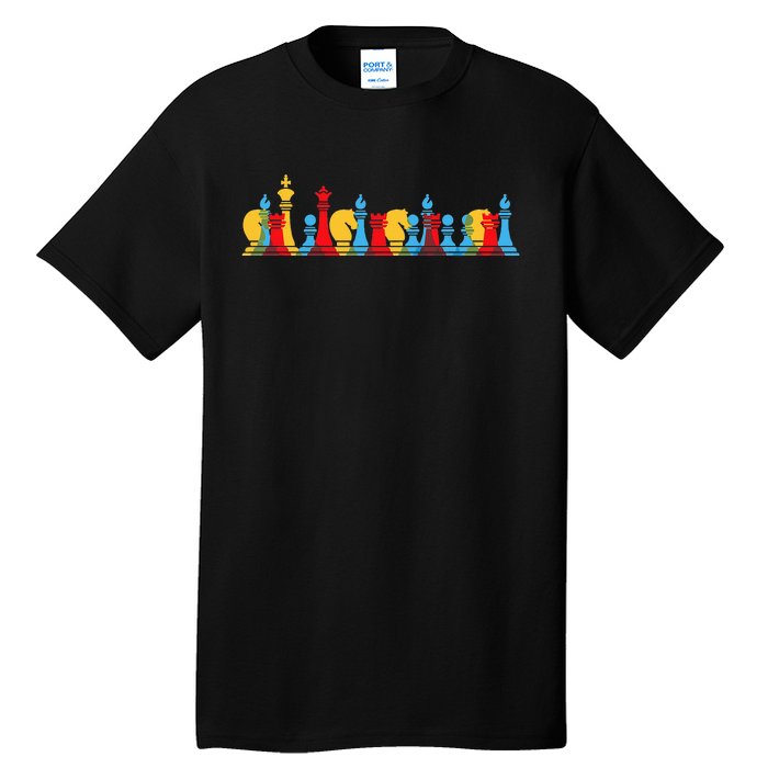 Multicolored Chess Pieces Thinking Smart Funny chess Tall T-Shirt