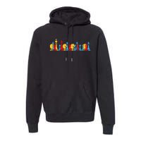 Multicolored Chess Pieces Thinking Smart Funny chess Premium Hoodie