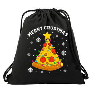 Merry Crustmas Pizza Christmas Tree Xmas Gifts Drawstring Bag