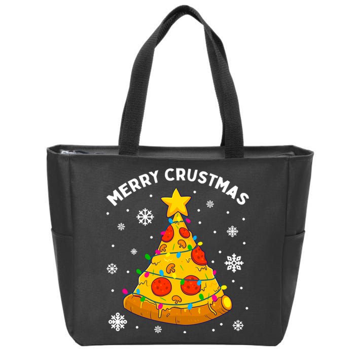 Merry Crustmas Pizza Christmas Tree Xmas Gifts Zip Tote Bag