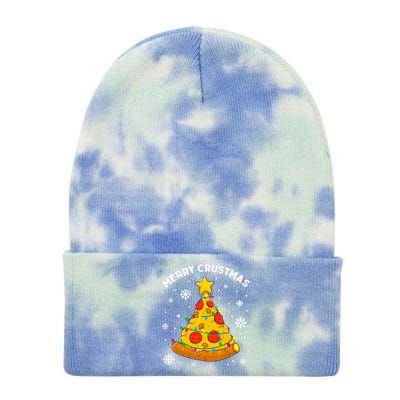 Merry Crustmas Pizza Christmas Tree Xmas Gifts Tie Dye 12in Knit Beanie