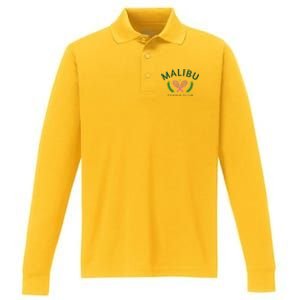 Malibu California Preppy Tennis Club Performance Long Sleeve Polo