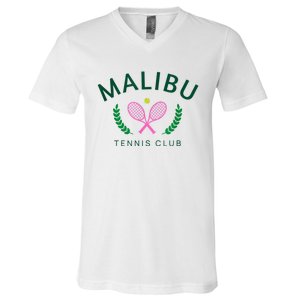 Malibu California Preppy Tennis Club V-Neck T-Shirt