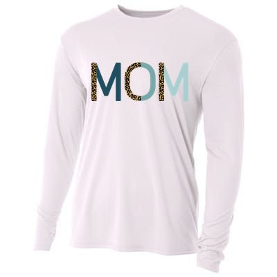 Mom Cheetah Print Cute Mother's Day Gift Cooling Performance Long Sleeve Crew