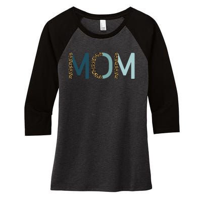 Mom Cheetah Print Cute Mother's Day Gift Women's Tri-Blend 3/4-Sleeve Raglan Shirt