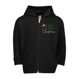 Merry Christmas Plaid Holiday Festive Toddler Zip Fleece Hoodie