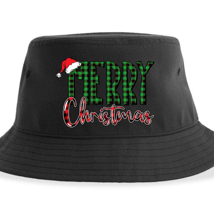 Merry Christmas Plaid Holiday Festive Sustainable Bucket Hat