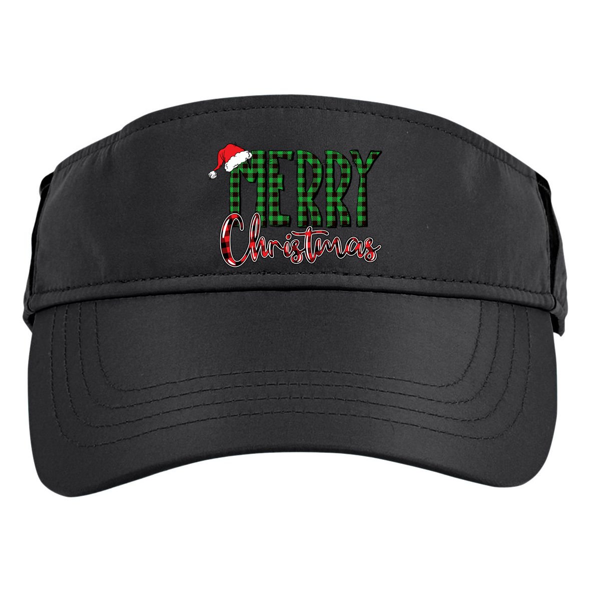 Merry Christmas Plaid Holiday Festive Adult Drive Performance Visor
