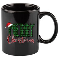Merry Christmas Plaid Holiday Festive 11oz C Handle Ceramic Mug