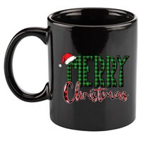 Merry Christmas Plaid Holiday Festive 11oz C Handle Ceramic Mug