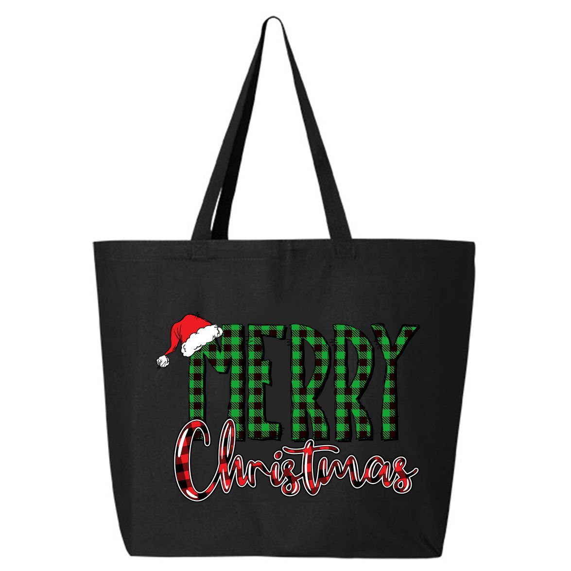 Merry Christmas Plaid Holiday Festive 25L Jumbo Tote