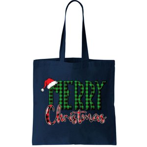 Merry Christmas Plaid Holiday Festive Tote Bag