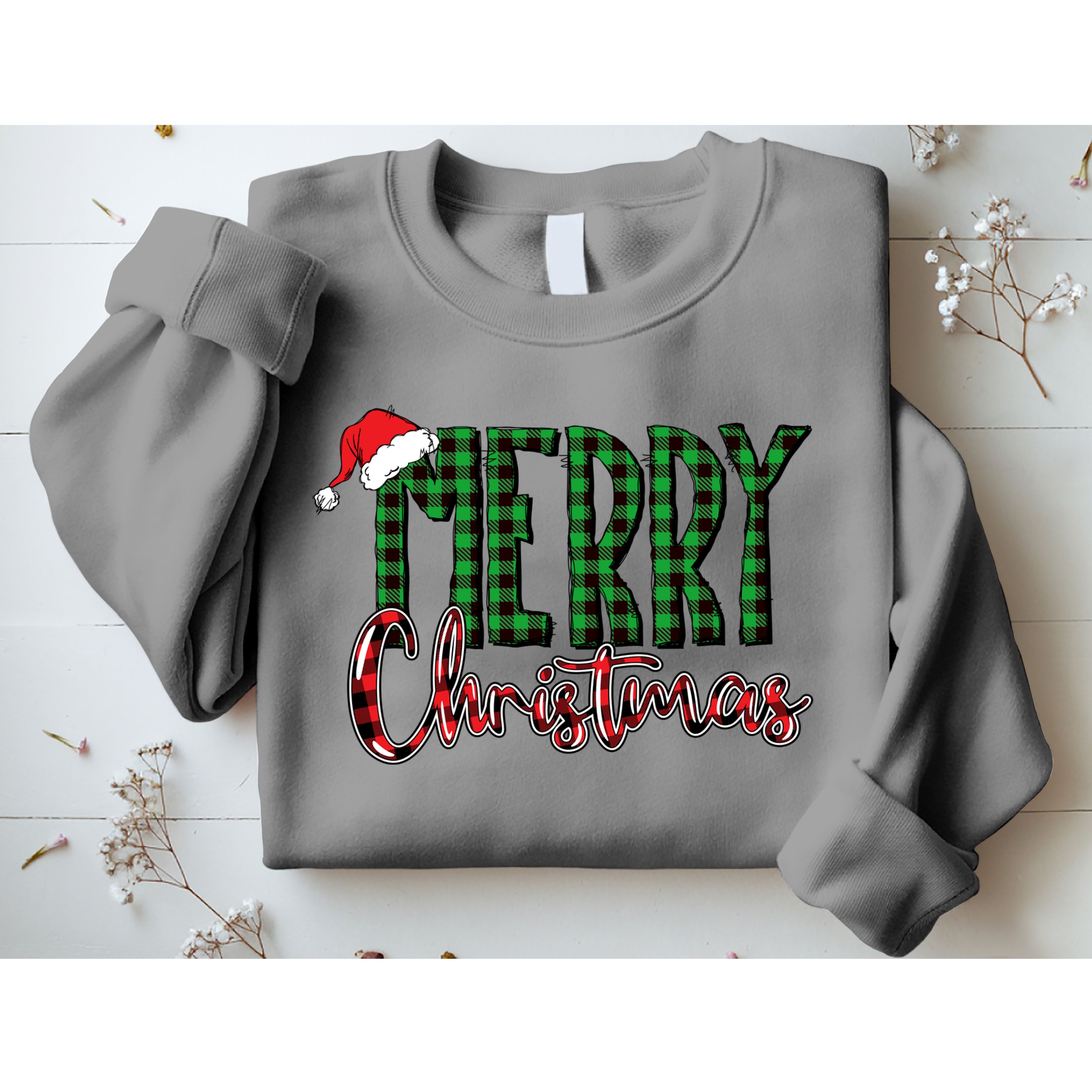 Merry Christmas Plaid Holiday Festive Sweatshirt