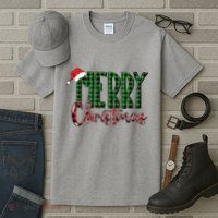 Merry Christmas Plaid Holiday Festive Tall T-Shirt
