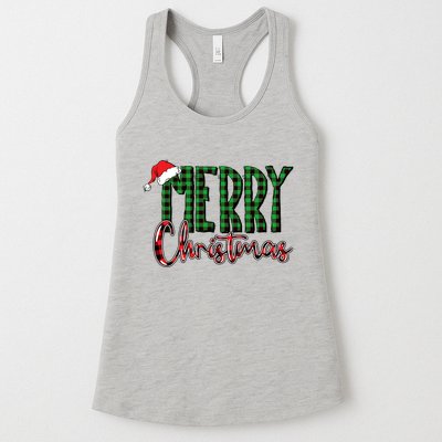 Merry Christmas Plaid Holiday Festive Womens Tank Top