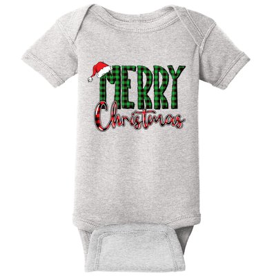 Merry Christmas Plaid Holiday Festive Baby Bodysuit