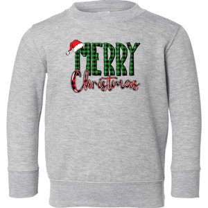 Merry Christmas Plaid Holiday Festive Toddler Sweatshirt