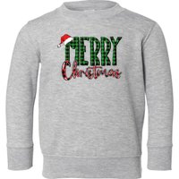 Merry Christmas Plaid Holiday Festive Toddler Sweatshirt