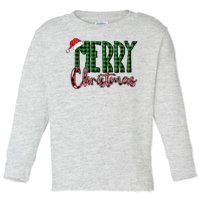 Merry Christmas Plaid Holiday Festive Toddler Long Sleeve Shirt