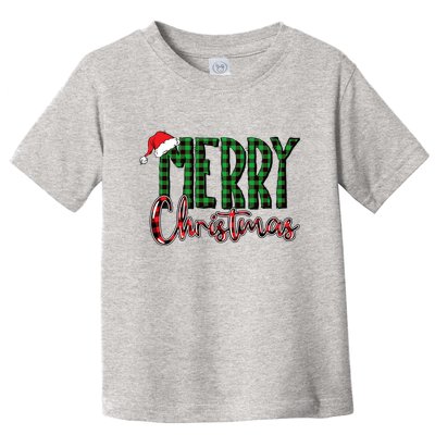 Merry Christmas Plaid Holiday Festive Toddler T-Shirt