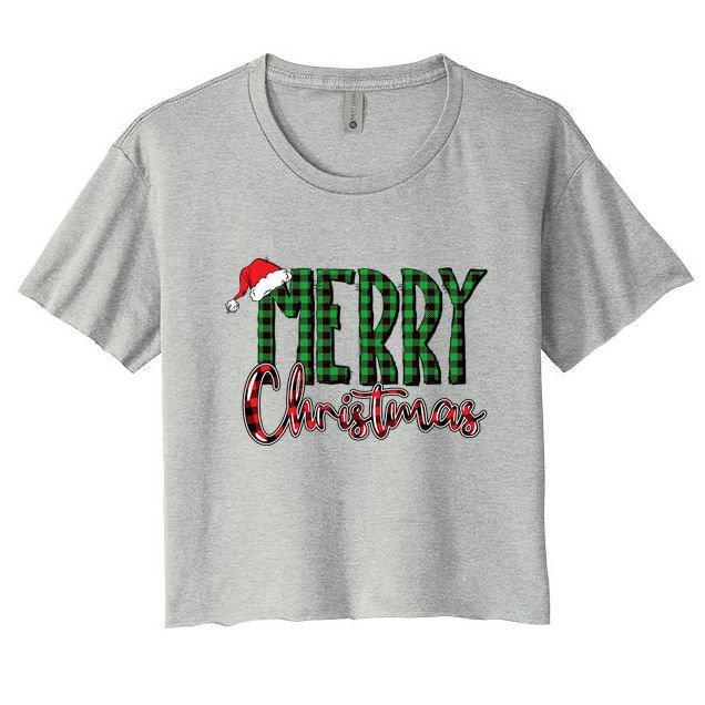 Merry Christmas Plaid Holiday Festive Crop Top