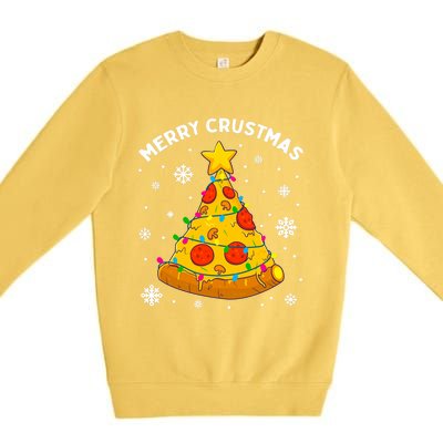 Merry Crustmas Pizza Christmas Tree Xmas Gifts Long Sleeve Premium Crewneck Sweatshirt