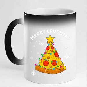 Merry Crustmas Pizza Christmas Tree Xmas Gifts Long Sleeve 11oz Black Color Changing Mug