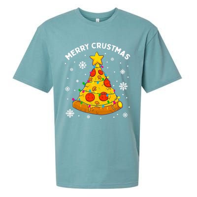 Merry Crustmas Pizza Christmas Tree Xmas Gifts Long Sleeve Sueded Cloud Jersey T-Shirt