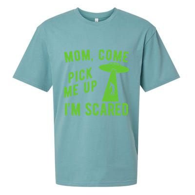 Mom Come Pick Me Up Im Scared Funny Alien Ufo Sueded Cloud Jersey T-Shirt