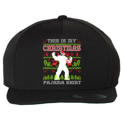 My Christmas Pajama Gift Funny Retro Bigfoot Ugly Xmas Gift Wool Snapback Cap