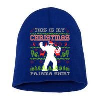 My Christmas Pajama Gift Funny Retro Bigfoot Ugly Xmas Gift Short Acrylic Beanie