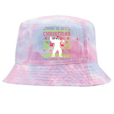 My Christmas Pajama Gift Funny Retro Bigfoot Ugly Xmas Gift Tie-Dyed Bucket Hat