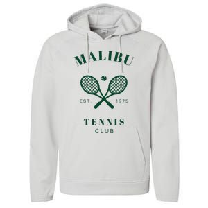 Malibu California Preppy Tennis Club Green Performance Fleece Hoodie