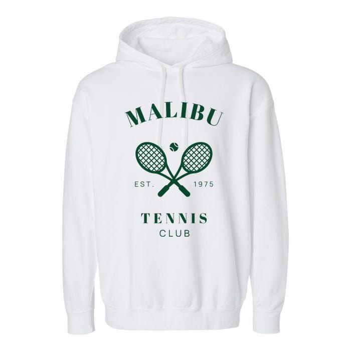 Malibu California Preppy Tennis Club Green Garment-Dyed Fleece Hoodie