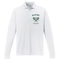 Malibu California Preppy Tennis Club Green Performance Long Sleeve Polo