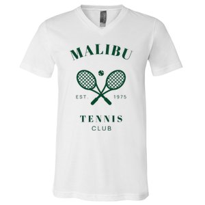 Malibu California Preppy Tennis Club Green V-Neck T-Shirt