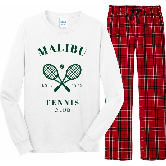 Malibu California Preppy Tennis Club Green Long Sleeve Pajama Set