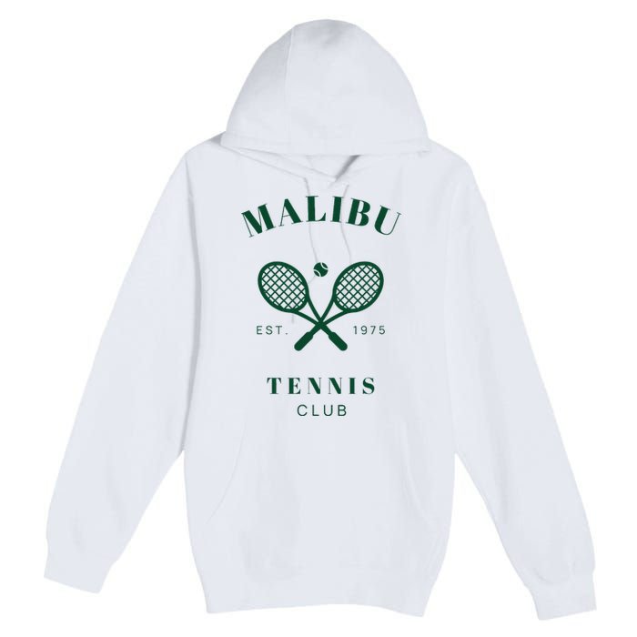 Malibu California Preppy Tennis Club Green Premium Pullover Hoodie