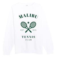 Malibu California Preppy Tennis Club Green Premium Crewneck Sweatshirt