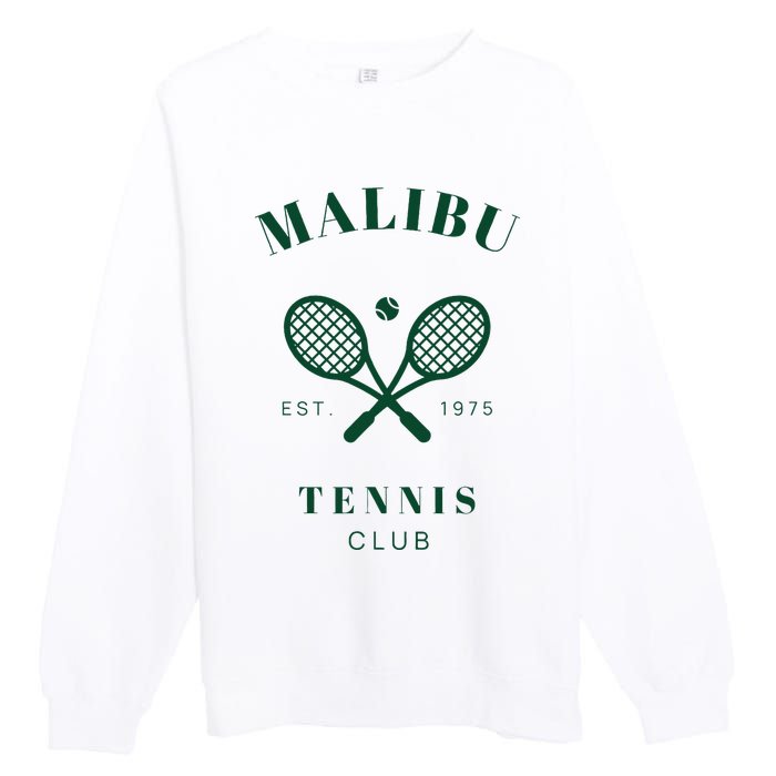 Malibu California Preppy Tennis Club Green Premium Crewneck Sweatshirt