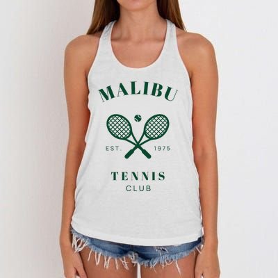 Malibu California Preppy Tennis Club Green Women's Knotted Racerback Tank