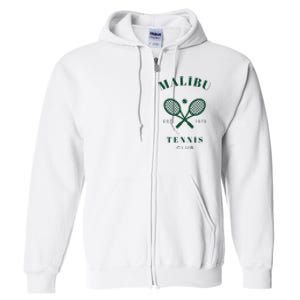 Malibu California Preppy Tennis Club Green Full Zip Hoodie