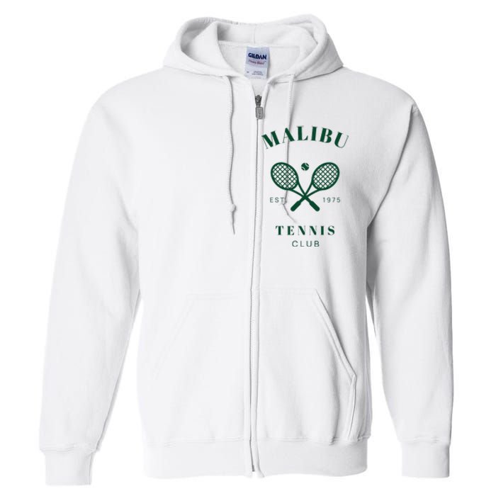 Malibu California Preppy Tennis Club Green Full Zip Hoodie