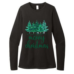 Merry Christmas Pink Christmas Tree Santa Xmas Gift Womens CVC Long Sleeve Shirt