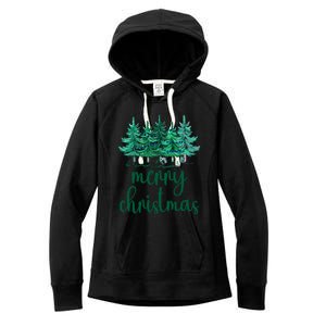 Merry Christmas Pink Christmas Tree Santa Xmas Gift Women's Fleece Hoodie