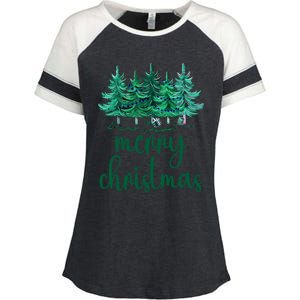 Merry Christmas Pink Christmas Tree Santa Xmas Gift Enza Ladies Jersey Colorblock Tee