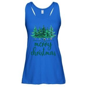 Merry Christmas Pink Christmas Tree Santa Xmas Gift Ladies Essential Flowy Tank